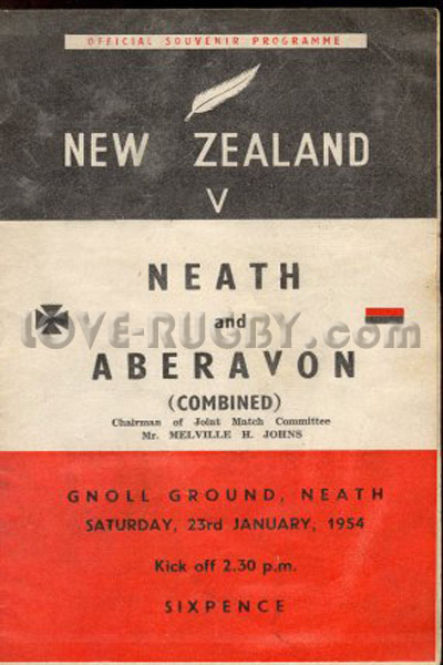 1953 Neath and Aberavon v New Zealand  Rugby Programme